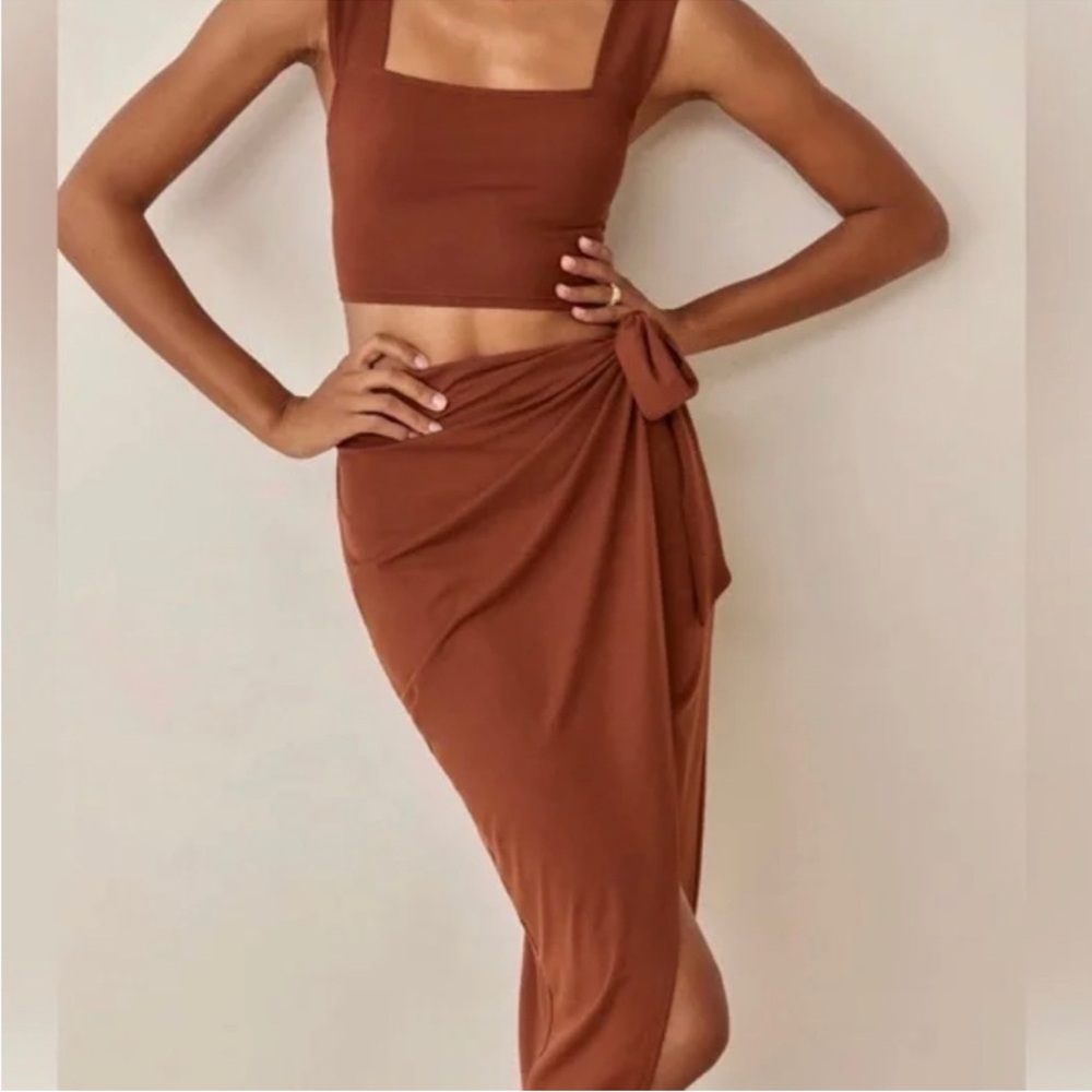 NWT Reformation Rika Knit Brown Crop Top Size Large